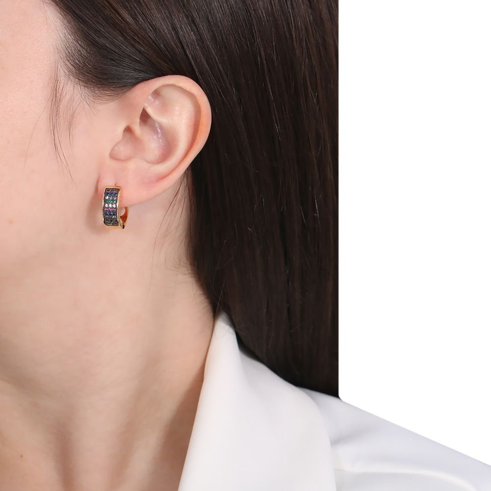 Ag-364-Do-C/Ródio Argolinha Cravejada Com Detalhes Em Ródio