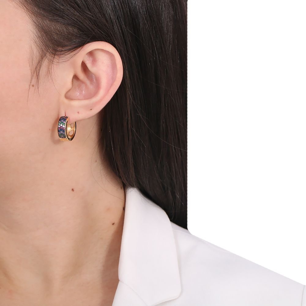 Ag-367-Do-C/Ródio Argolinha Cravejada Com Detalhes Em Ródio