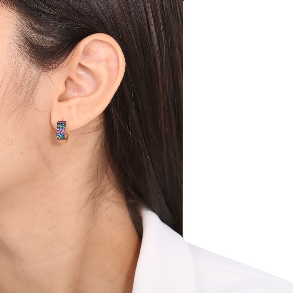 Ag-383-Do-C/Ródio Argolinha Colors Com Detalhes No Ródio