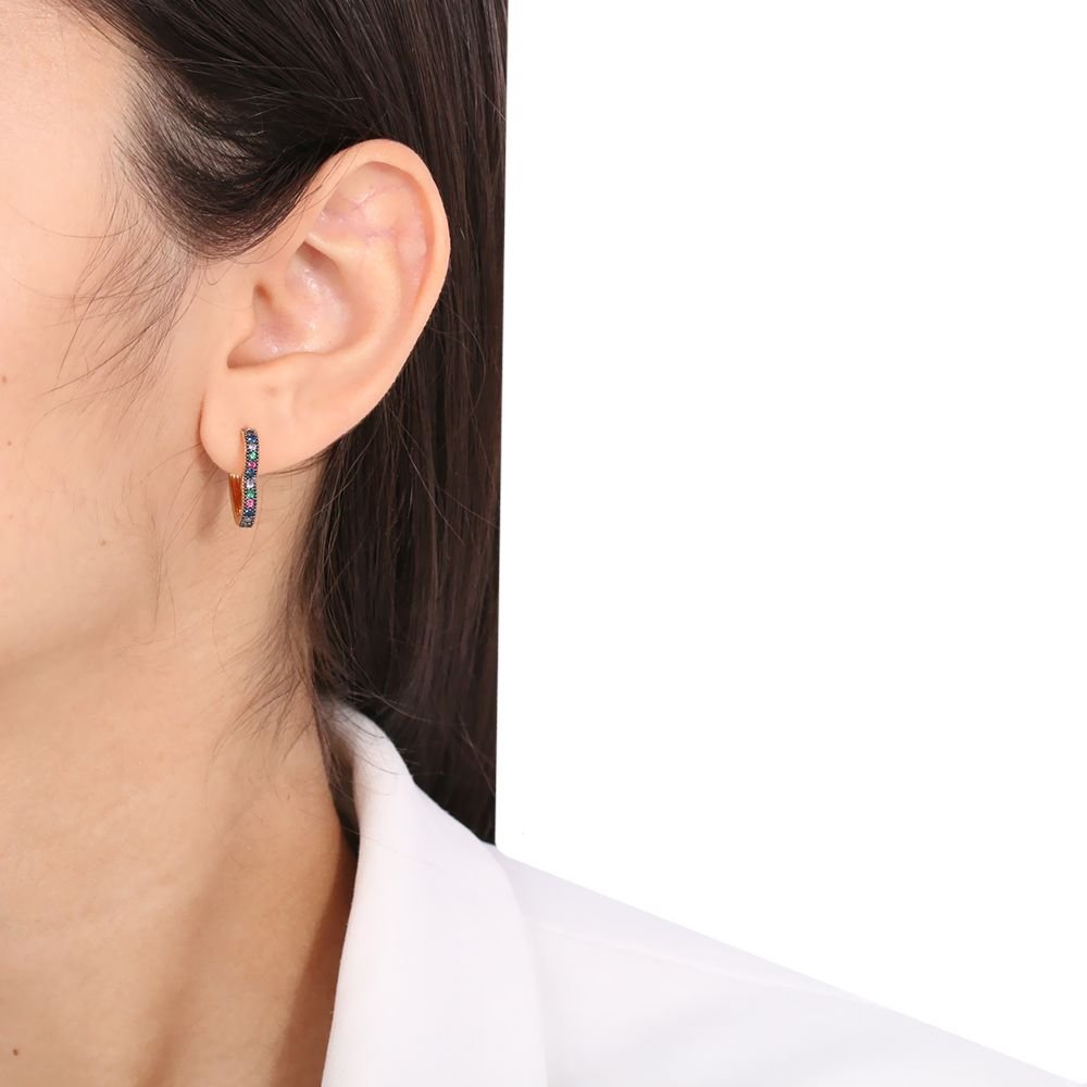 Ag-384-Do-C/Ródio Argolinha Coração Colors E Detalhe Em Ródio