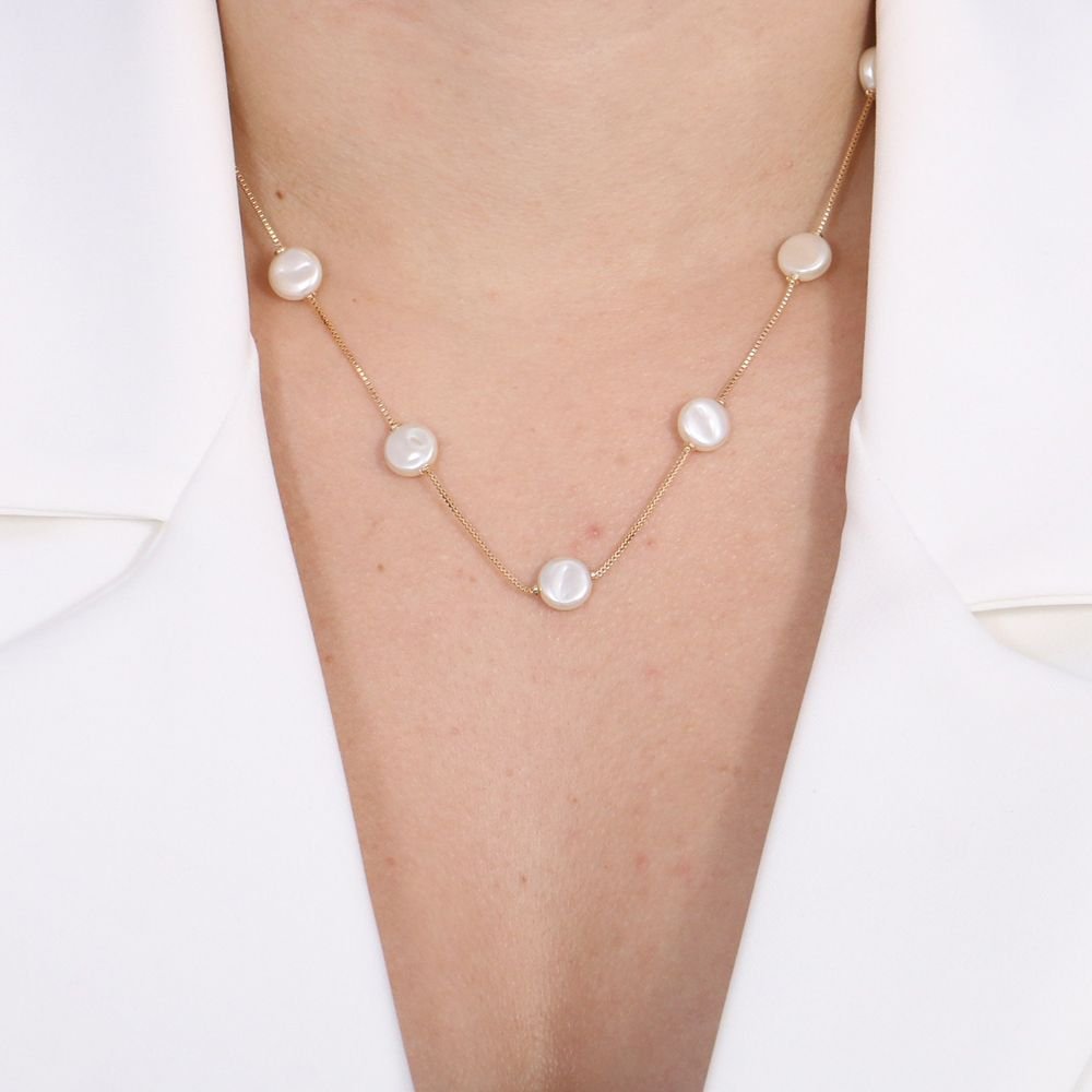 Clt-3157-Fo Colar Longo De Pérola (40cm+10cm).