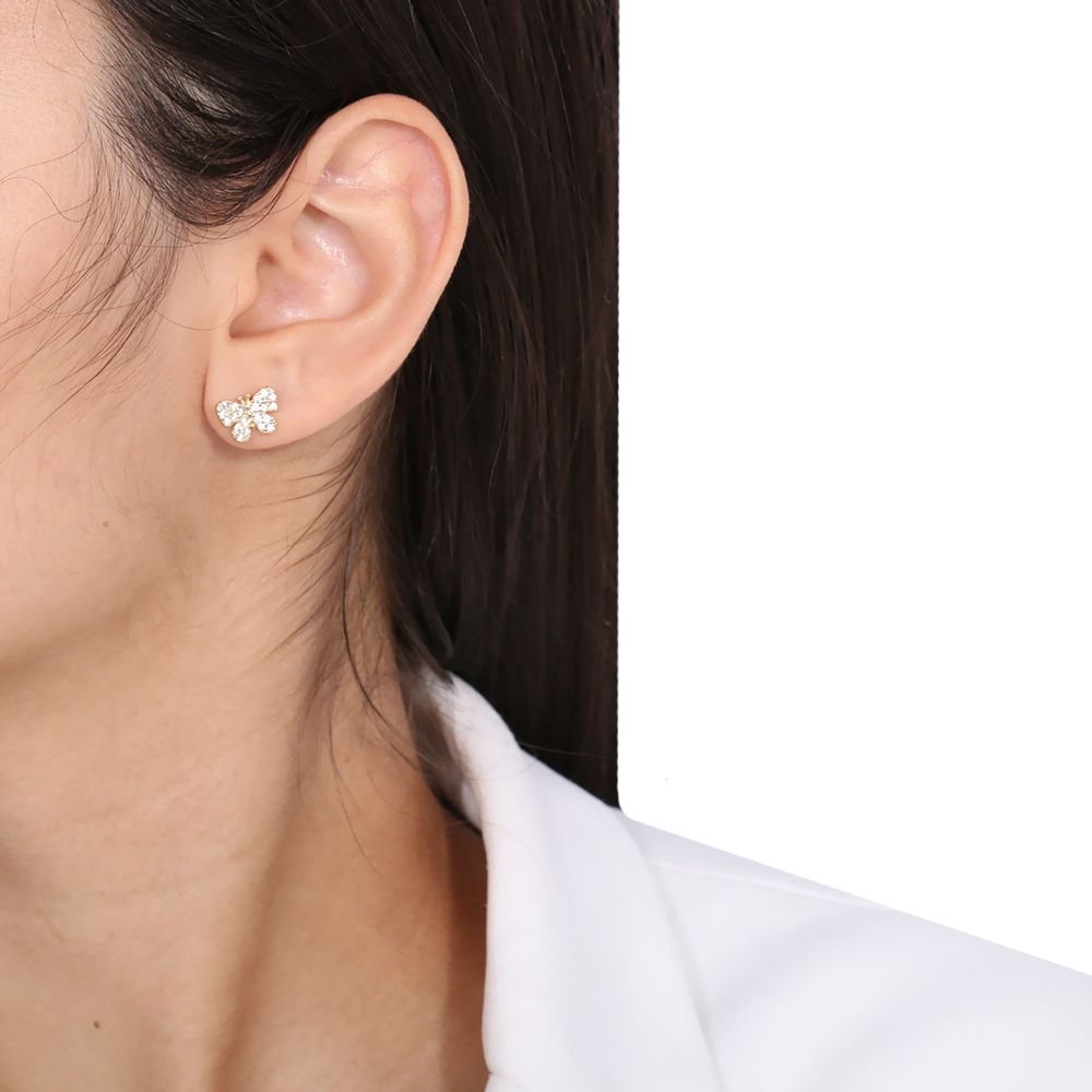 Brf-629-Do Brinco De Borboleta Cravejado Com Micro Zircônias Cristal