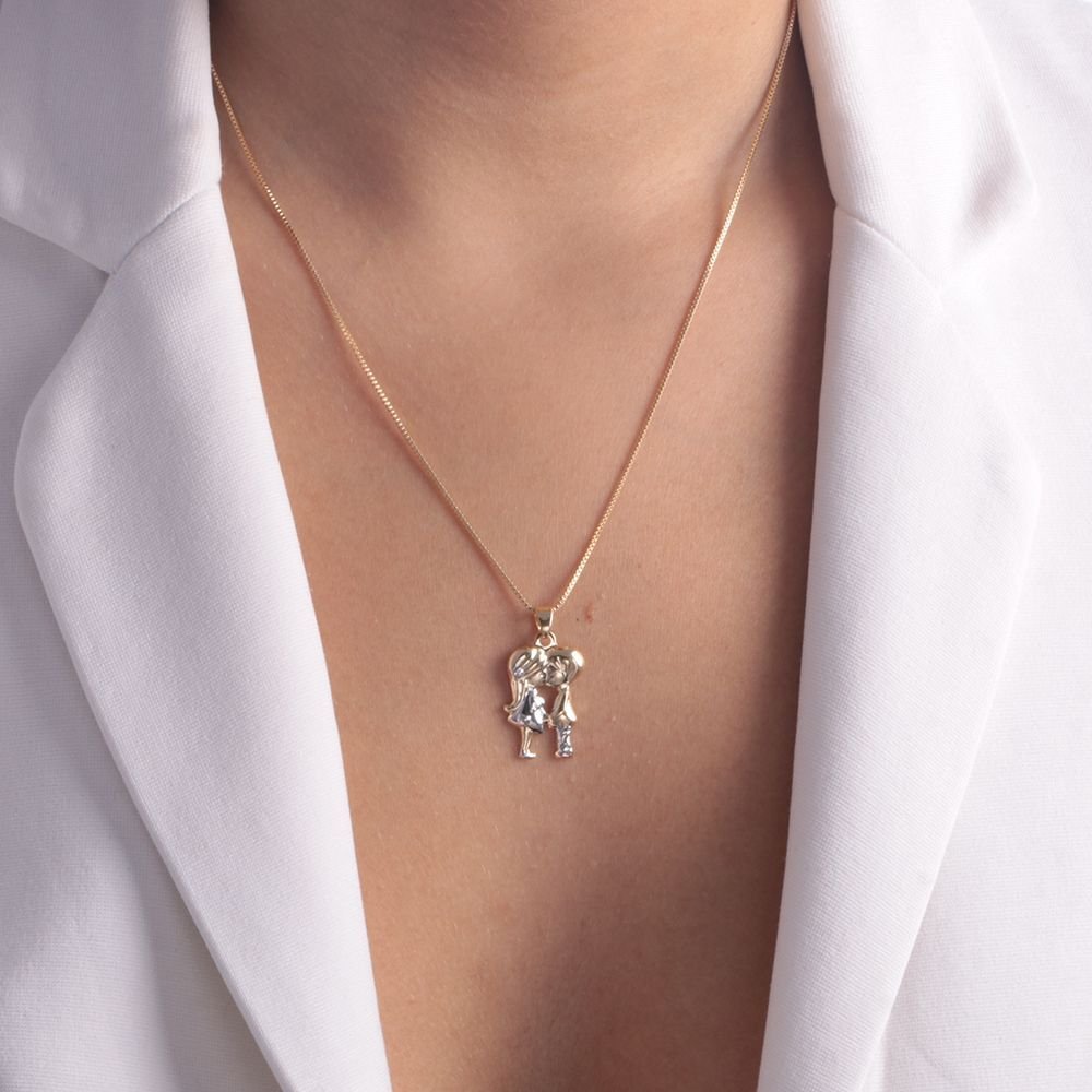 Clt-5251-Fo-C/Ródio Colar De Namorados (45cm+5cm)