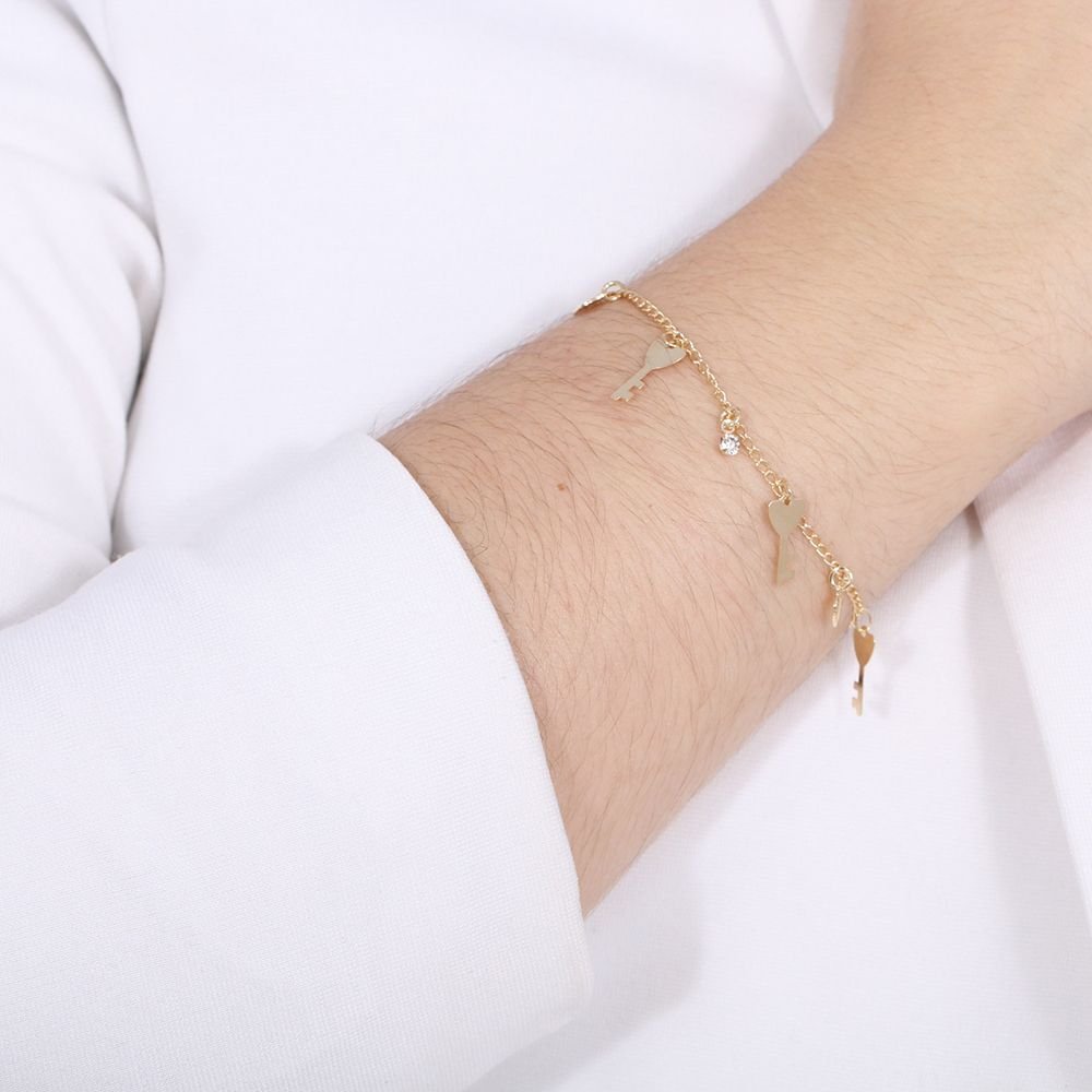 Pst-3136-Fo Pulseira De Chaves E Zircônias