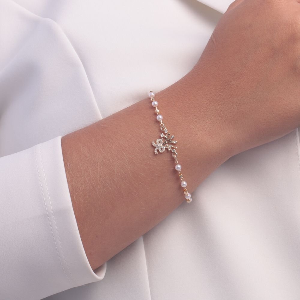 Pst-2571-Fo Pulseira Árvore Com Laço Cravejado