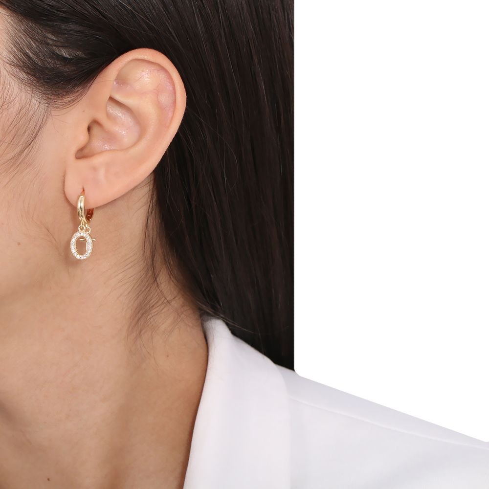 Ag-429-Do Brinco Argola Articulada De Círculo E Cruz Cravejado Cristal.