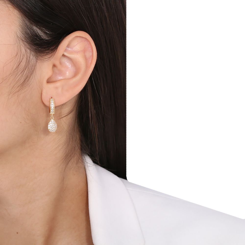 Ag-446-Do Brinco De Argolinha Com Pingente De Gota