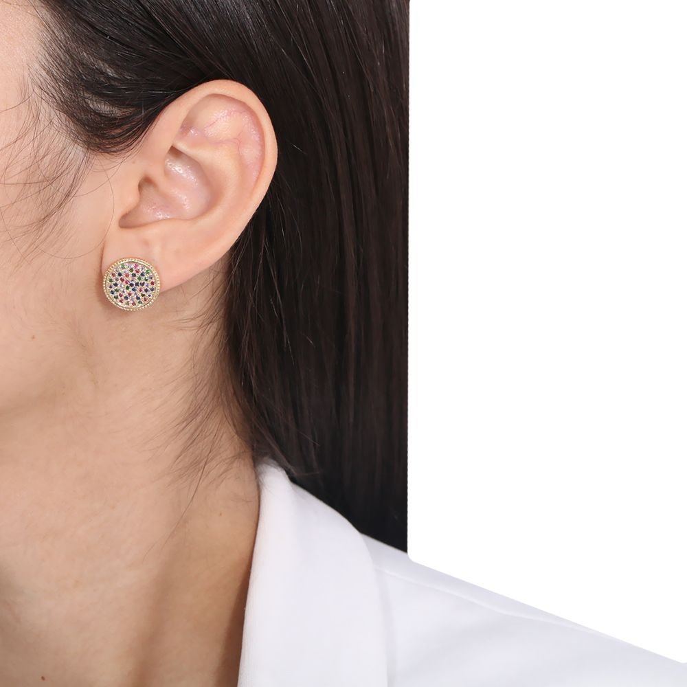 Brd-777-Do Brinco De Círculo Cravejado Com Micro Zircônias C