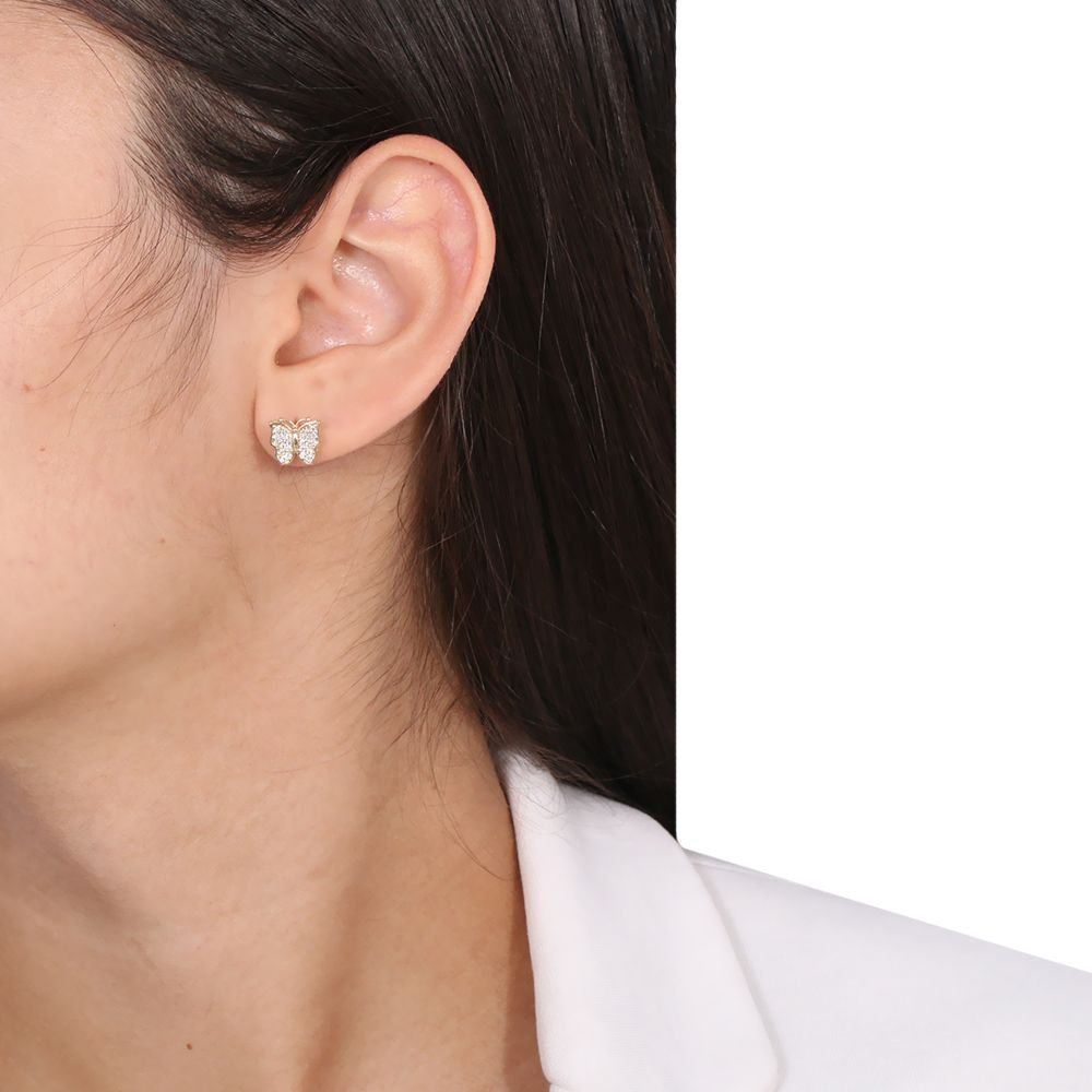 Brf-725-Do Brinco De Borboleta Cravejada Com Micro Zircônias