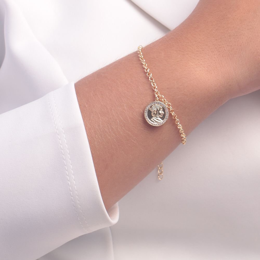Pst-3181-Fo Pulseira Moeda Com Zircônia