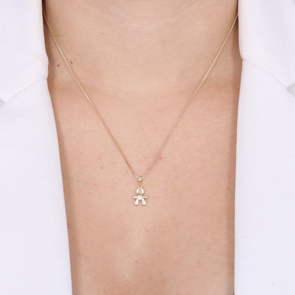 Clti-1355-Fo Colar Com Pingente De Menina 