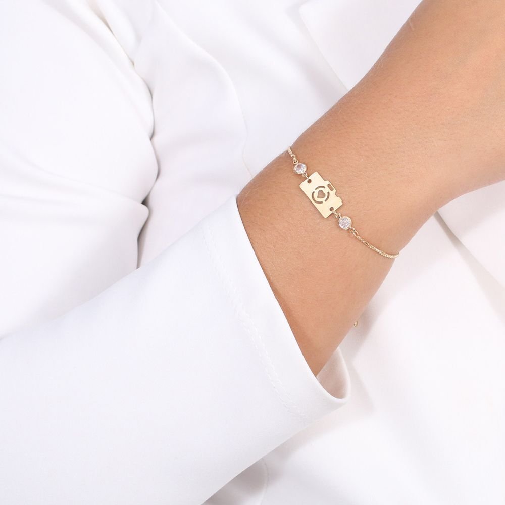 Pll-23-Fo Pulseira De Plaquinha Com Coração E Zircônias