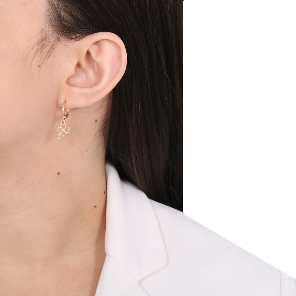 Bls-524-Do Brinco De Argolinha De Trevo De Quatro Folhas