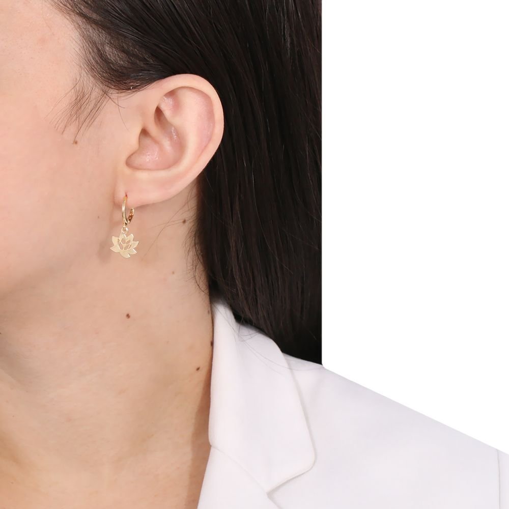 Bls-525-Do Brinco De Argolinha Com Pêndulo De Flor