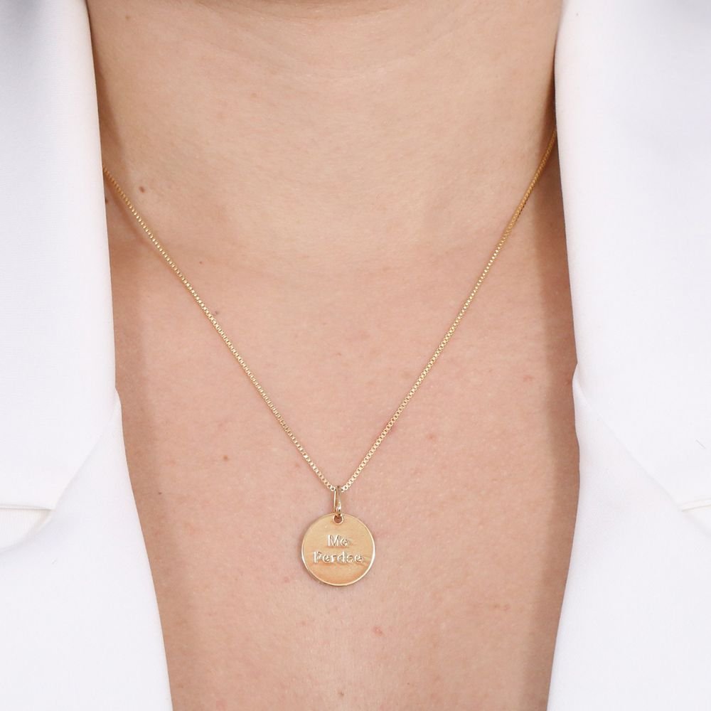 Cls-113-Fo Colar De Medalha 'Me Perdoe' (45cm+5cm)