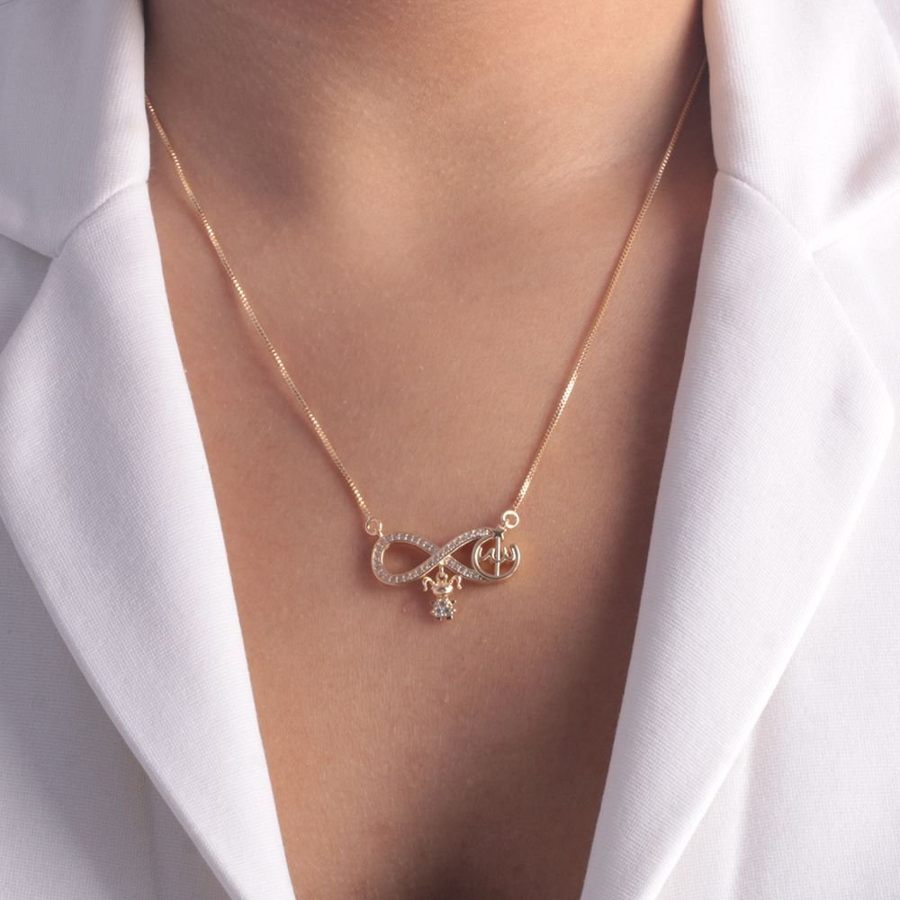 Clti-1319-Fo Colar Infinito Com Menina Cravejada (21x21+5cm)