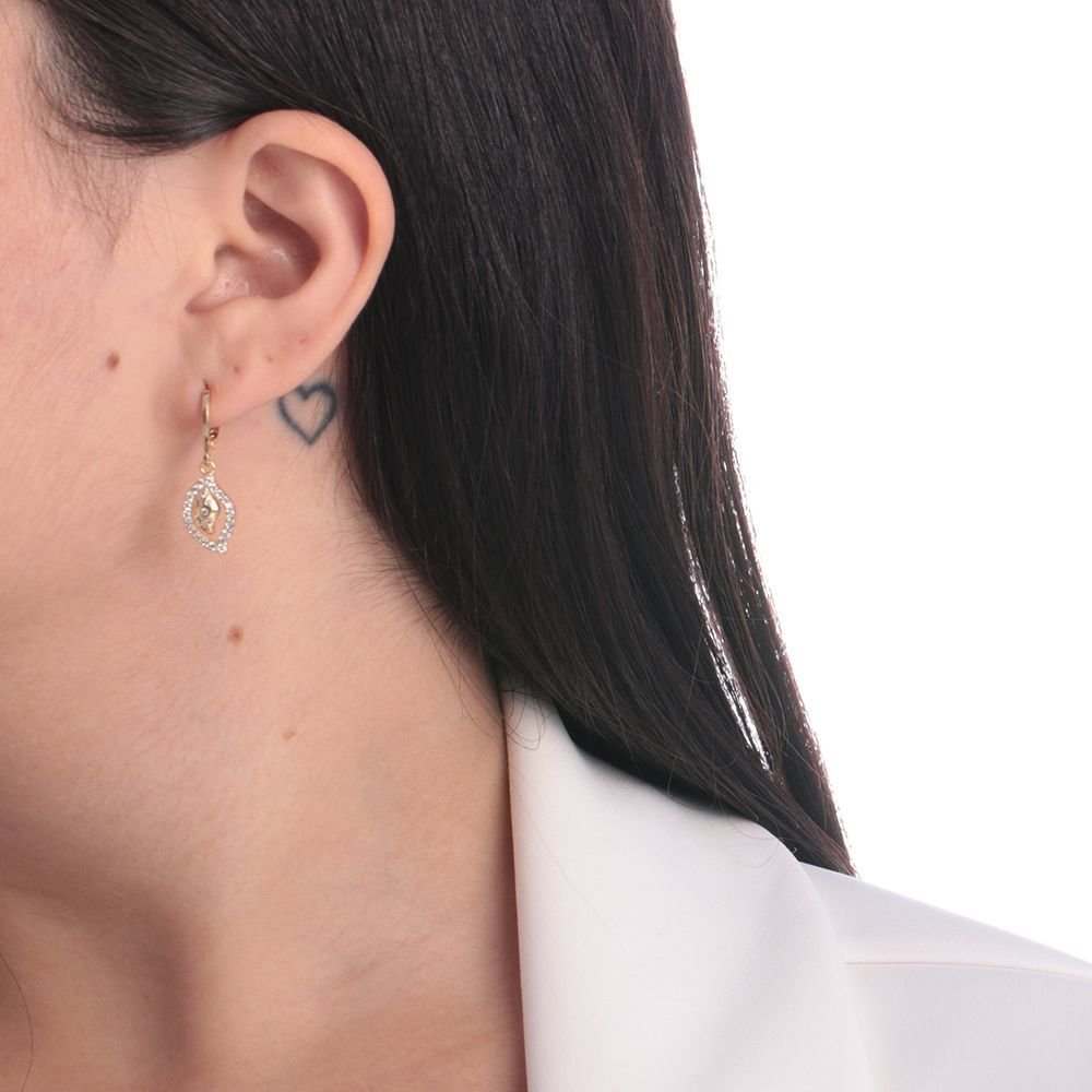 Ag-491-Do Brinco De Argolinha De Folha Cravejado