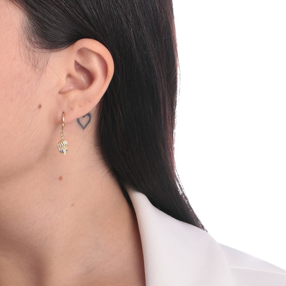  Ag-492-Do Brinco De Argolinha Com Pêndulo De Concha