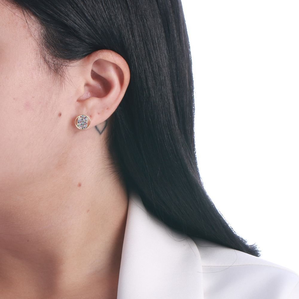 Brf-740-Do Brinco De Círculo Cravejado Com Micro Zircônias C