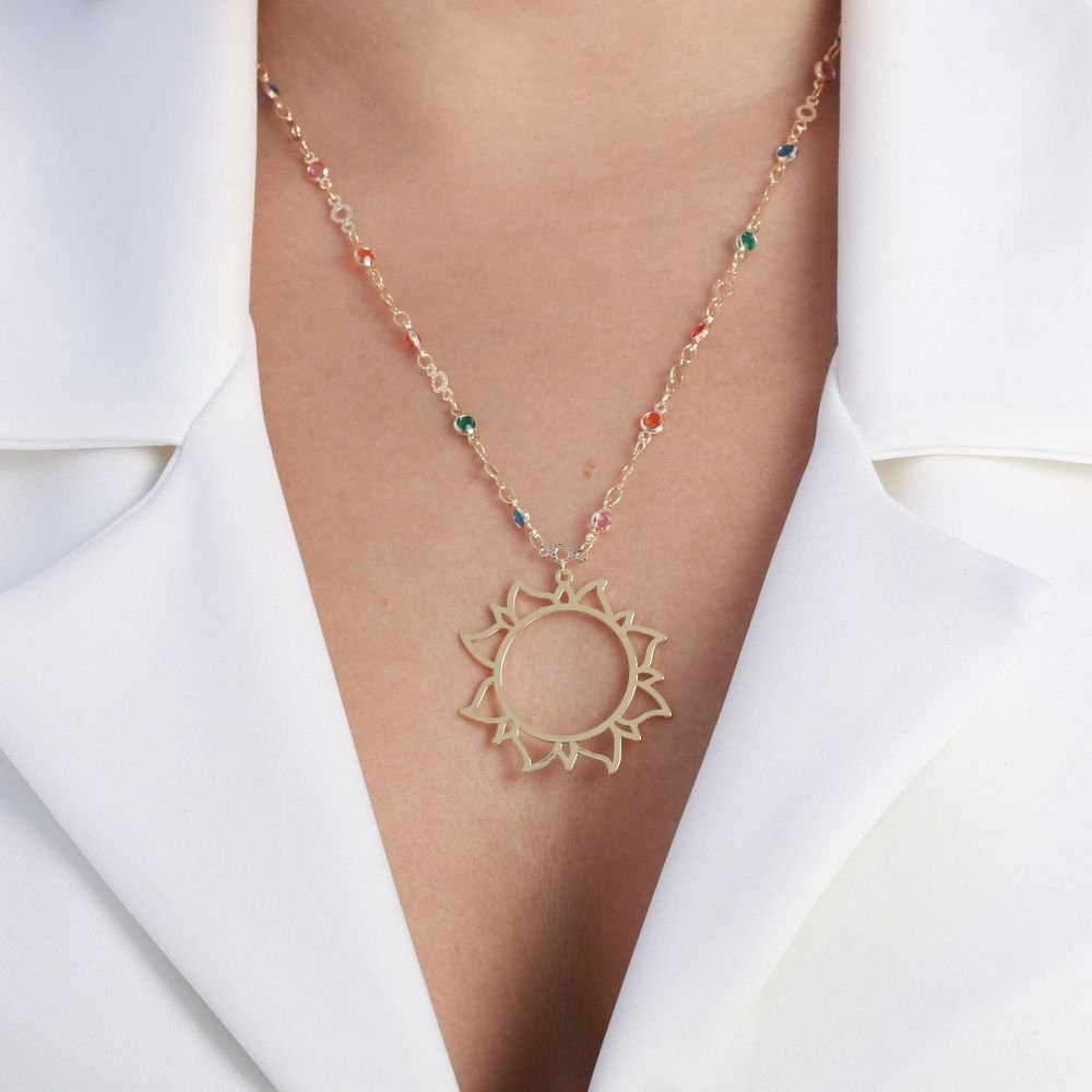 Cll-59-Fo 70cm+5cm Colar Solitário Com Corrente De Pedrinhas Color