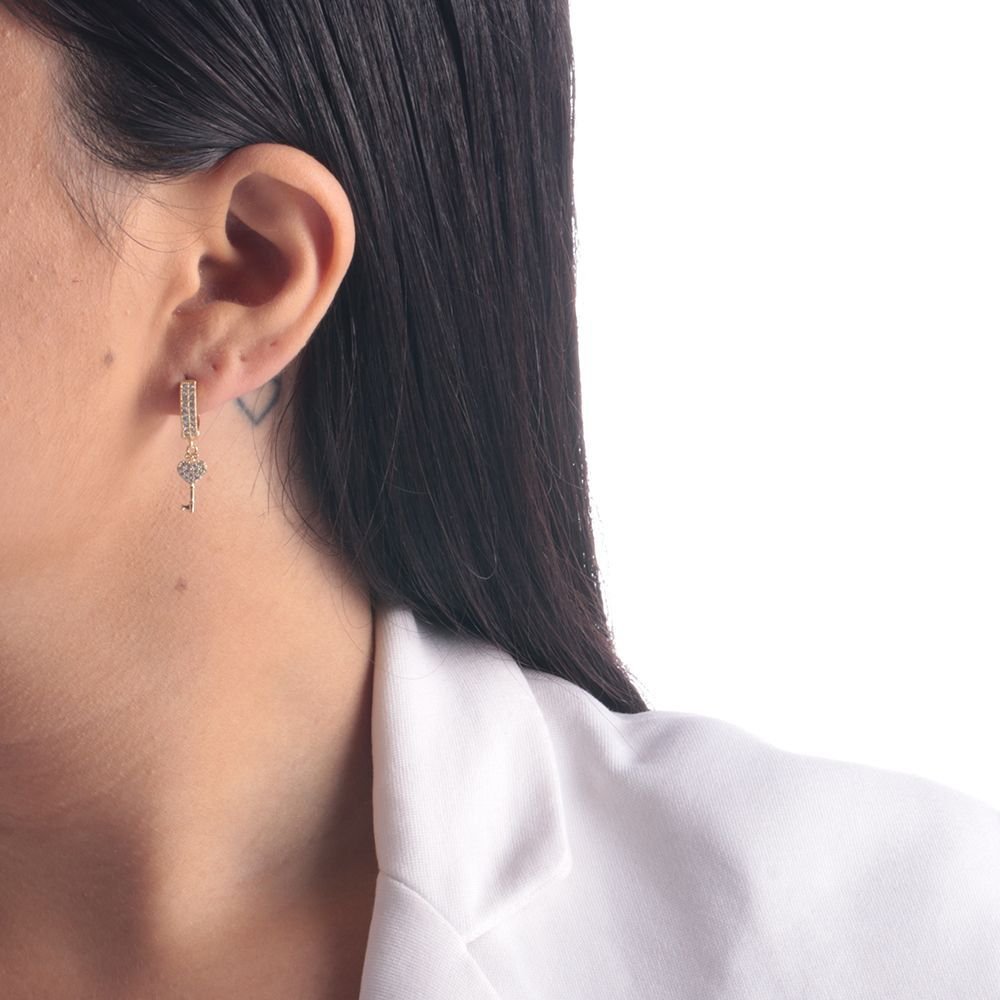 Ag-513-Do Brinco De Argolinha De Chave E Cadeado