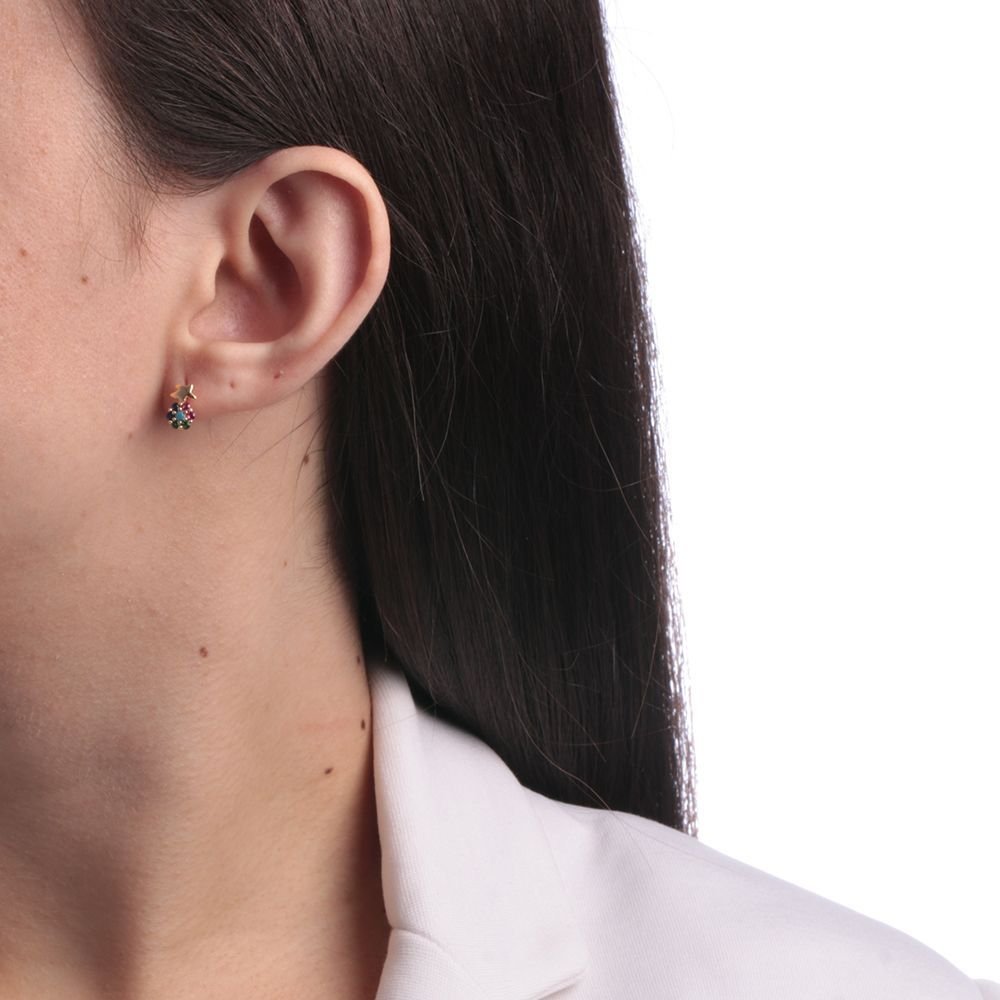 Brf-751-Do Brinco De Estrela Com Pêndulos De Zircônias Color