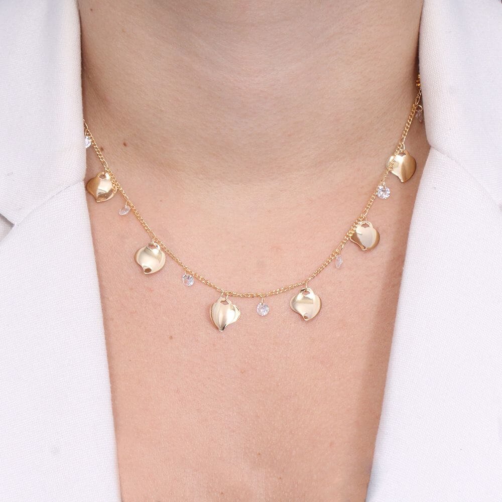 Clt-2619-Fo Chocker De Corações E Pontos De Luz (32cm+10cm)