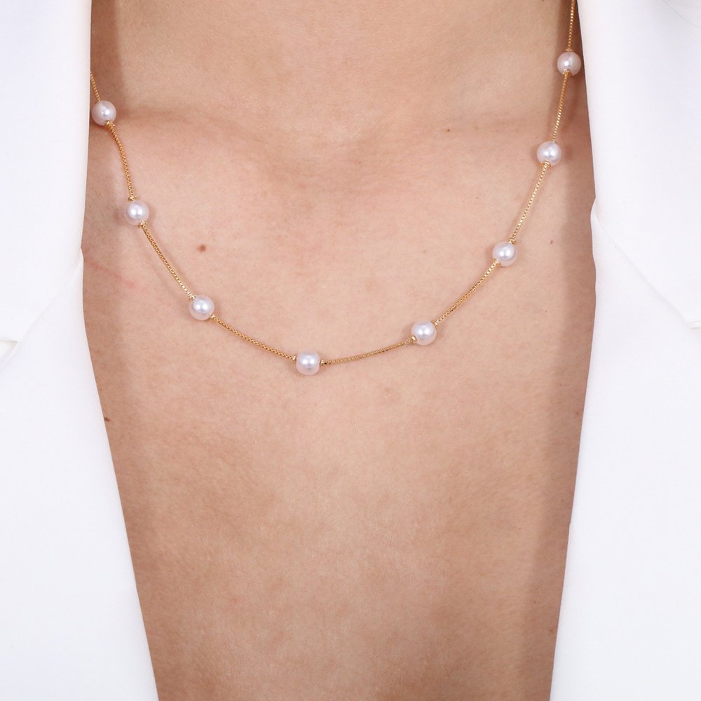 Clt-3165-Fo 45cm+5cm Colar De Pérolas