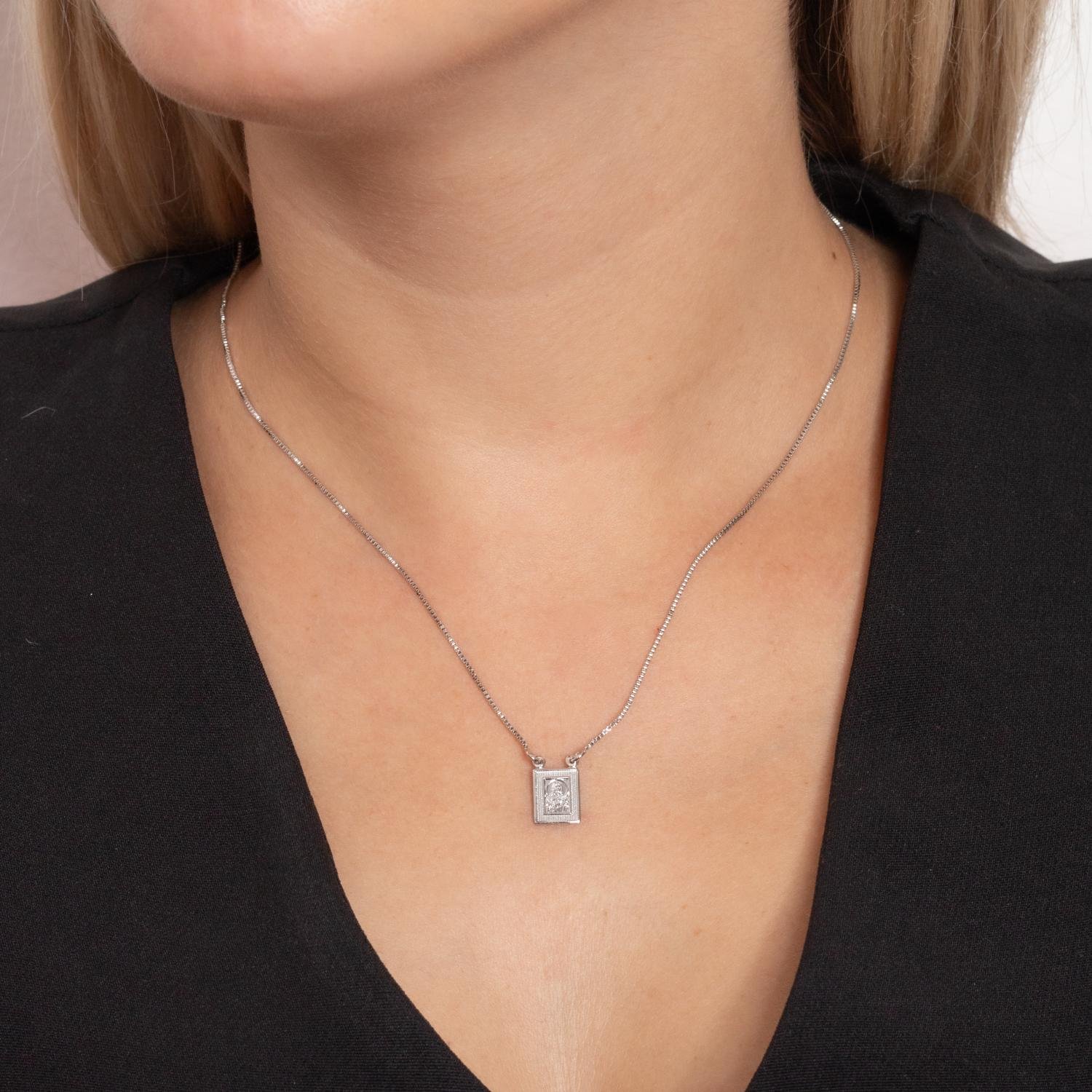 Esc-133-Rd Escapulário Sagrado Coração De Jesus E Nossa Senhora Aparecida - Ródio Branco (30x30cm).