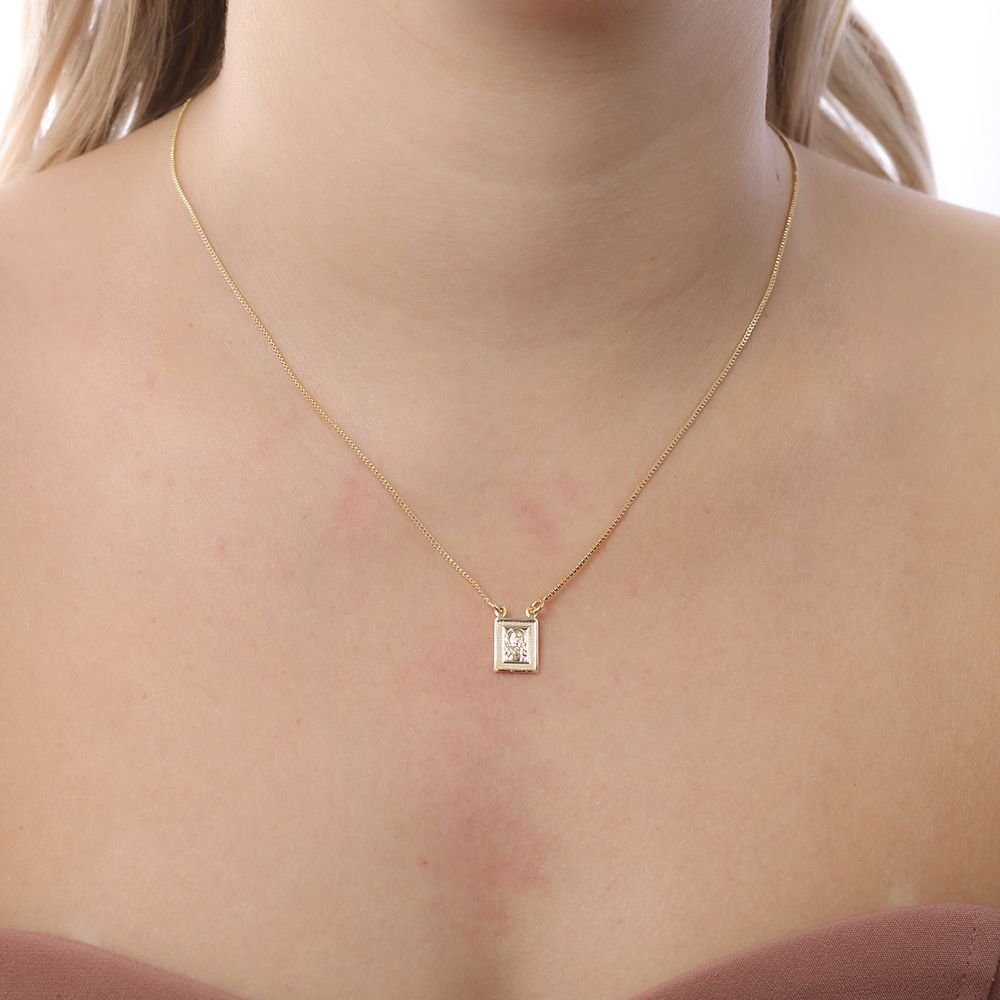 Esc-46-Fo Escapulário Com Pingentes De Nossa Senhora Da Conceição E Sagrado Coração De Jesus (30x30cm)