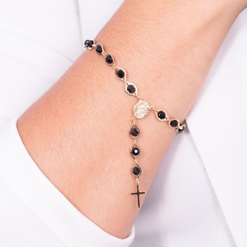 Pst-1153-Fo Pulseira Nossa Senhora Com Bolinha Rosa