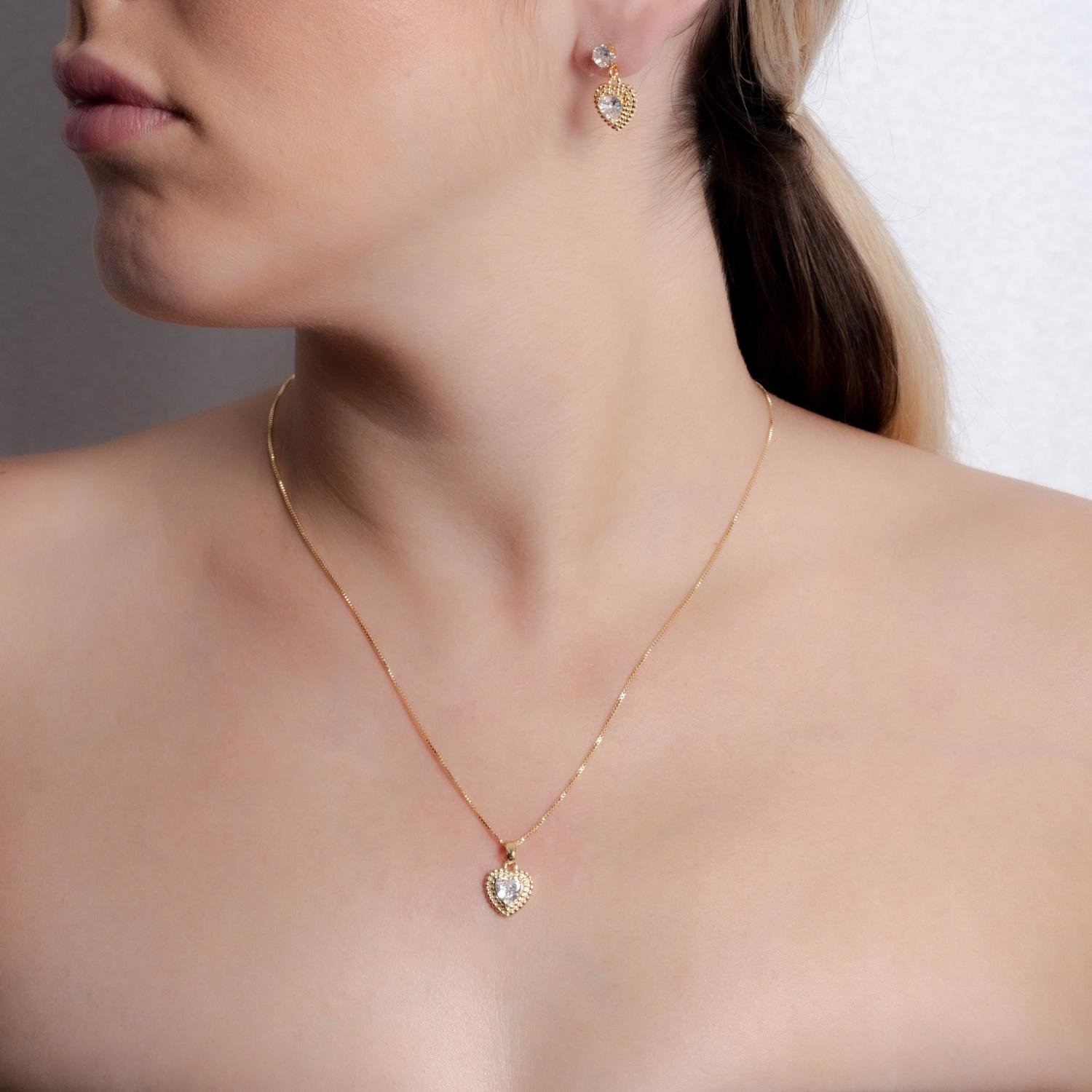 Cjt-920-Fo Conjunto De Coração Com Zircônia Cristal (45cm-5cm).