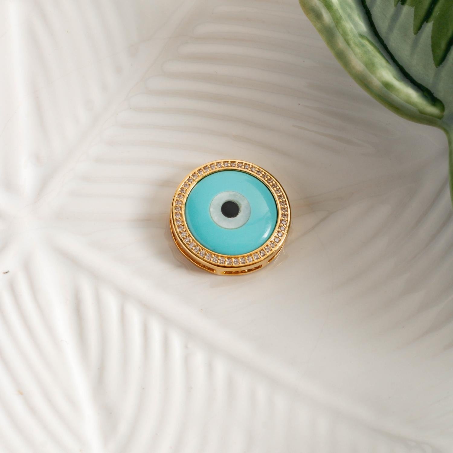 Pgt-401-Fo Pingente De Olho Grego Cravejado De Zircônias Cristais + Azul.