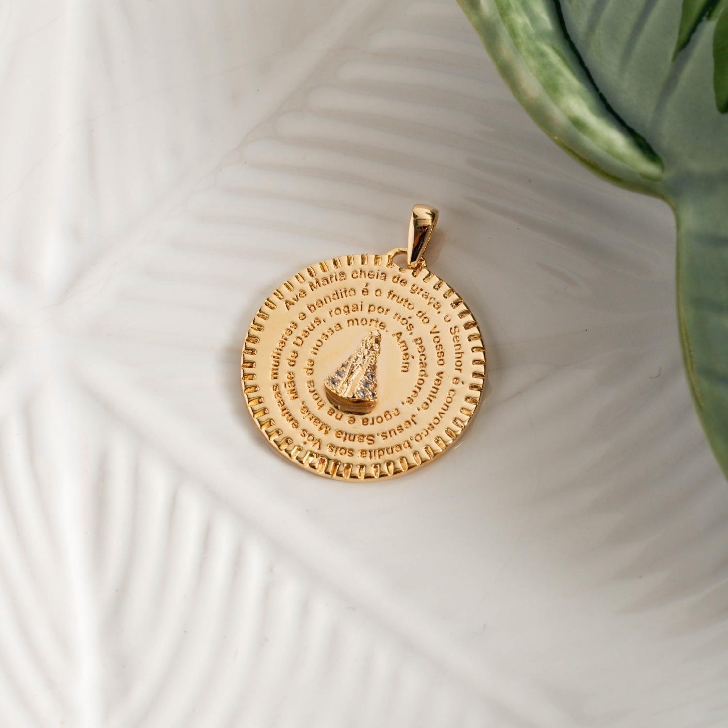 Pgt-421-Fo Pingente Oração De Ave Maria Com Nossa Senhora Cristal.