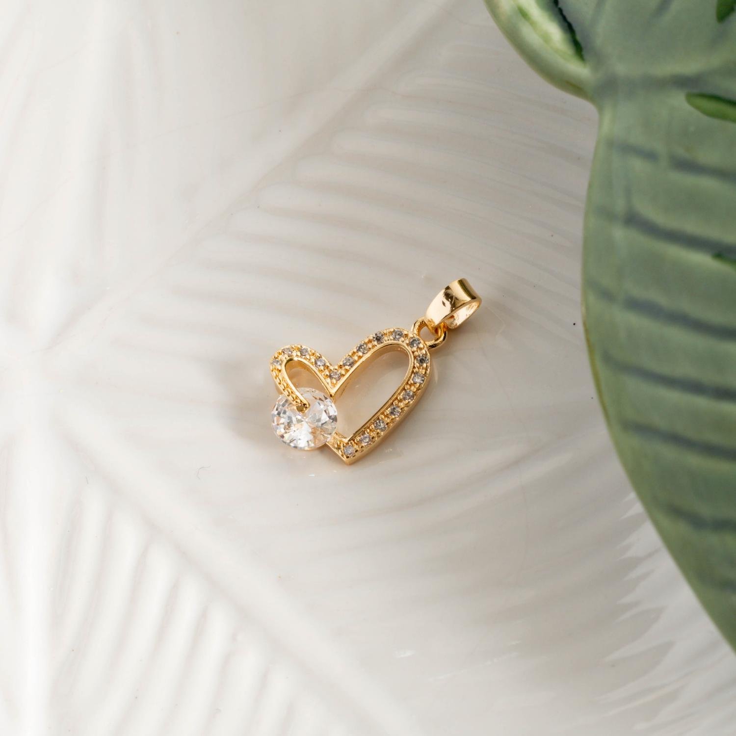 Pgt-459-Fo Pingente De Coração Cravejado Cristal.