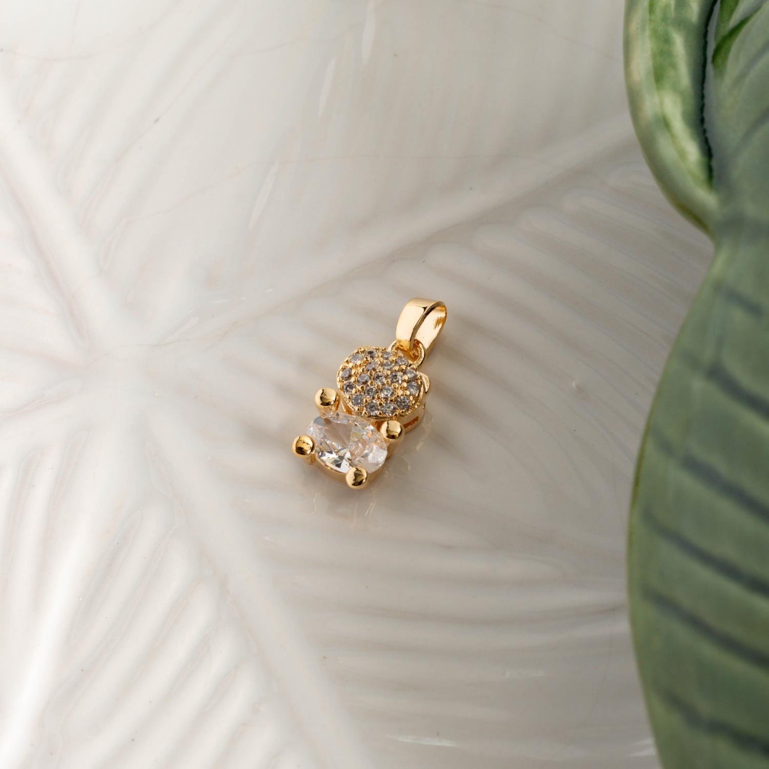 Pgt-463-Fo Pingente De Ursinho Cravejado De Zircônias Cristais.