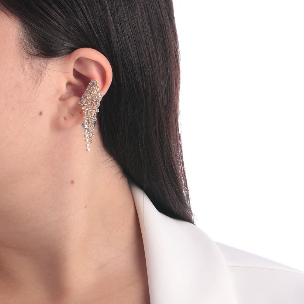 Pir-239-Do Brinco De Franja Platina Cravejado Cristal 