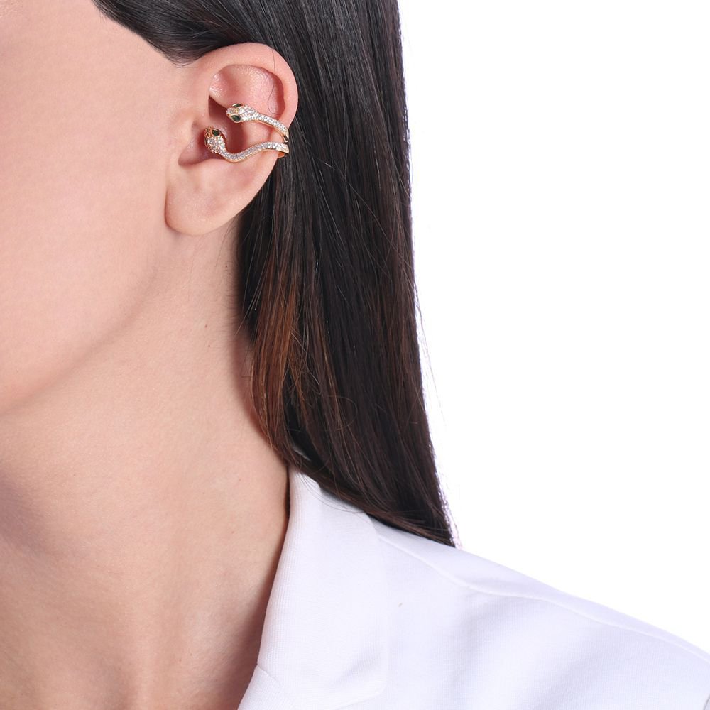 Pir-262-Do Piercing De Cobra Cravejado Cristal E Esmeralda