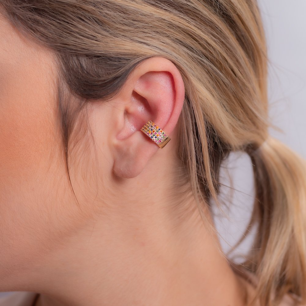 Pir-264-Do (Par) Piercing Fake Cravejado Com Micro Zircônias Cristal