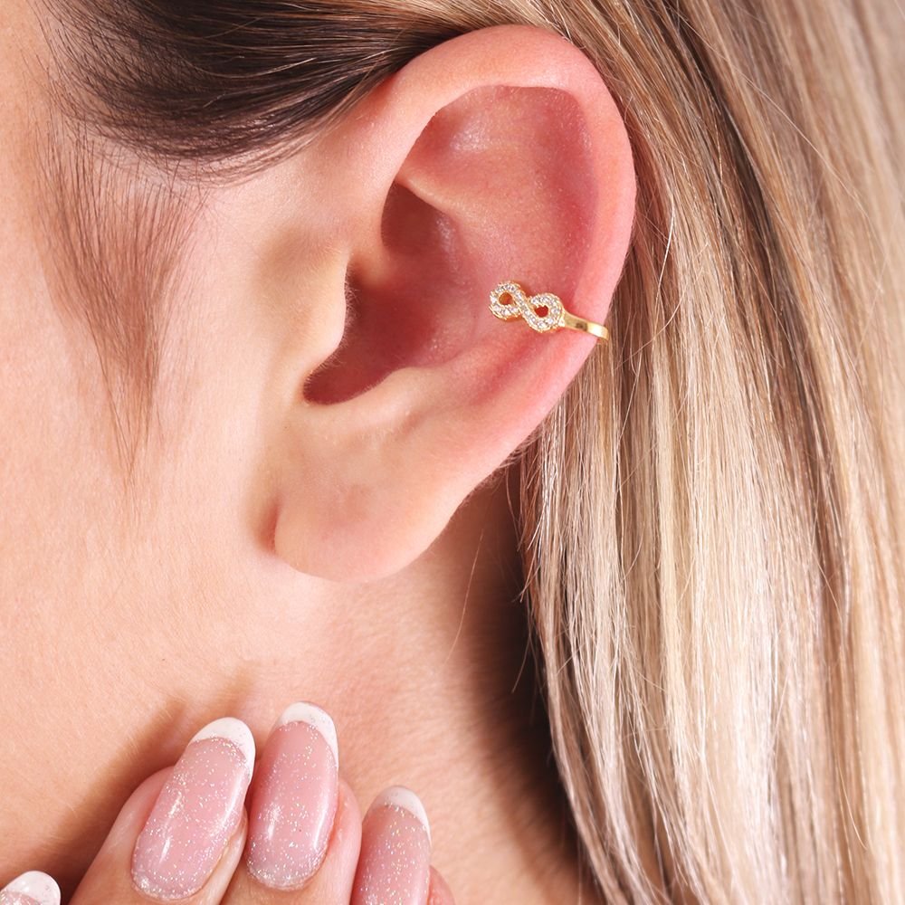 Pir-316-Do (Par) Piercing De Pressão Infinito Cravejado De Zircônias