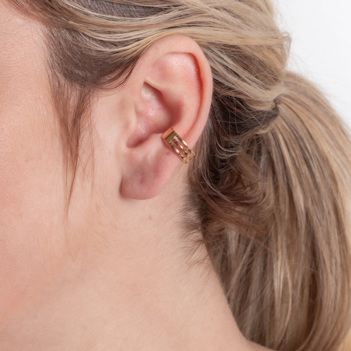 Pir-370-Do Piercing Fake Três Aros Liso (Par).