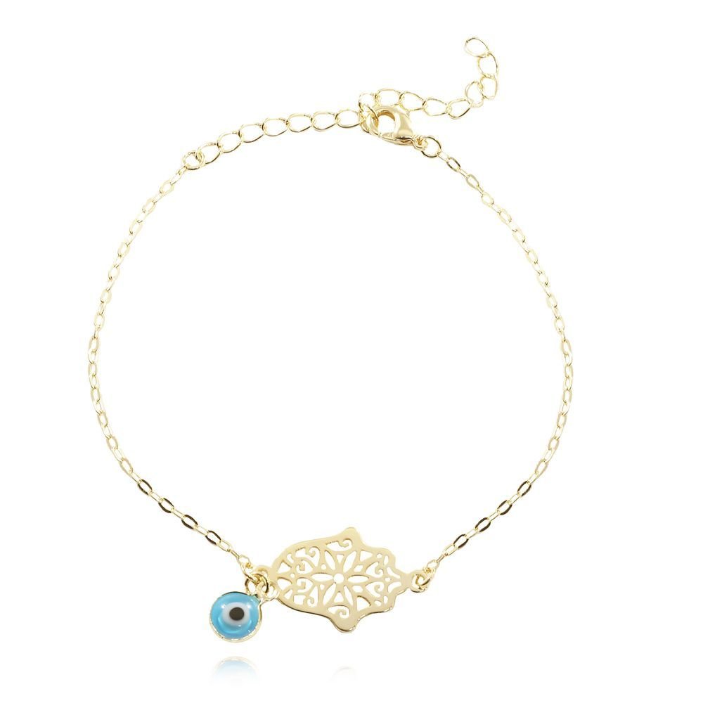 Pll-11-Fo Pulseira Mão De Fátima Com Olho Grego