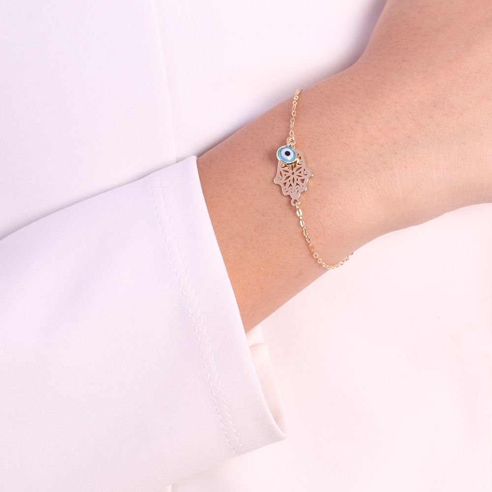 Pll-11-Fo Pulseira Mão De Fátima Com Olho Grego