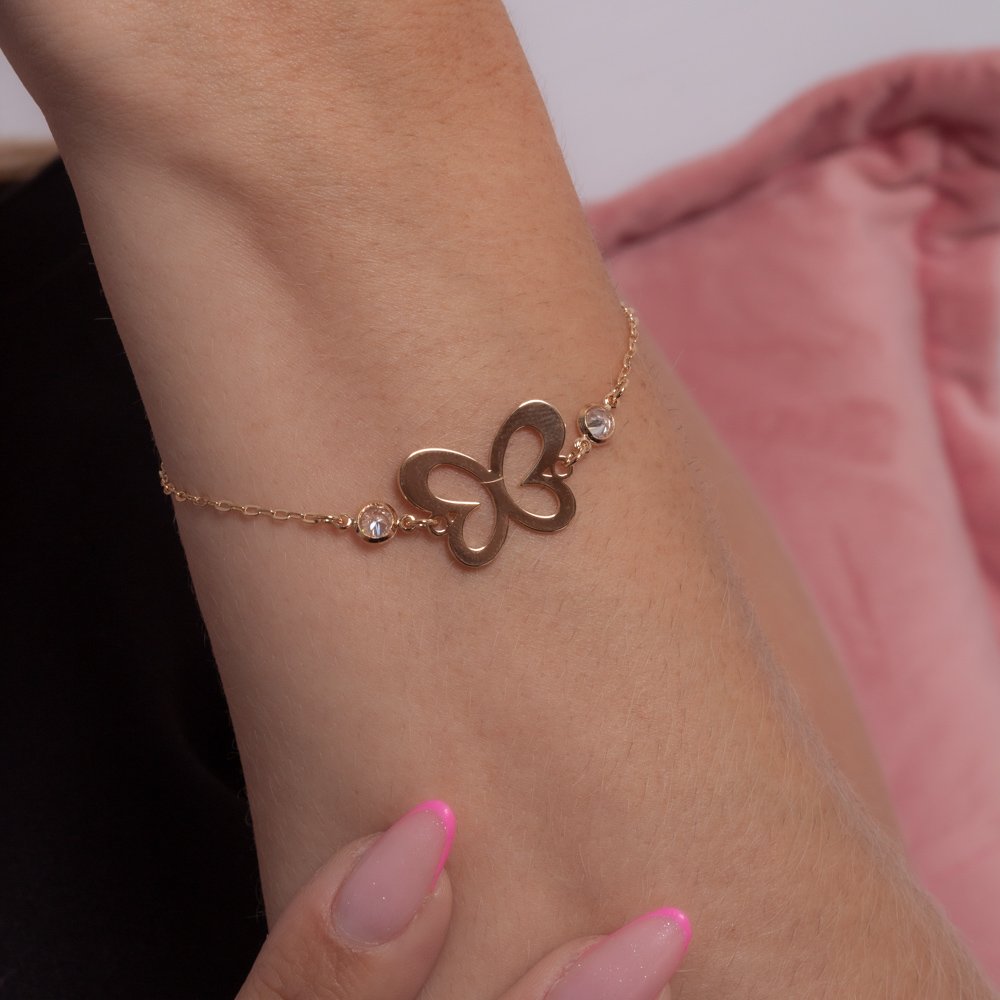 Pll-116-Fo Pulseira Com Borboleta E Zircônias Cristais.