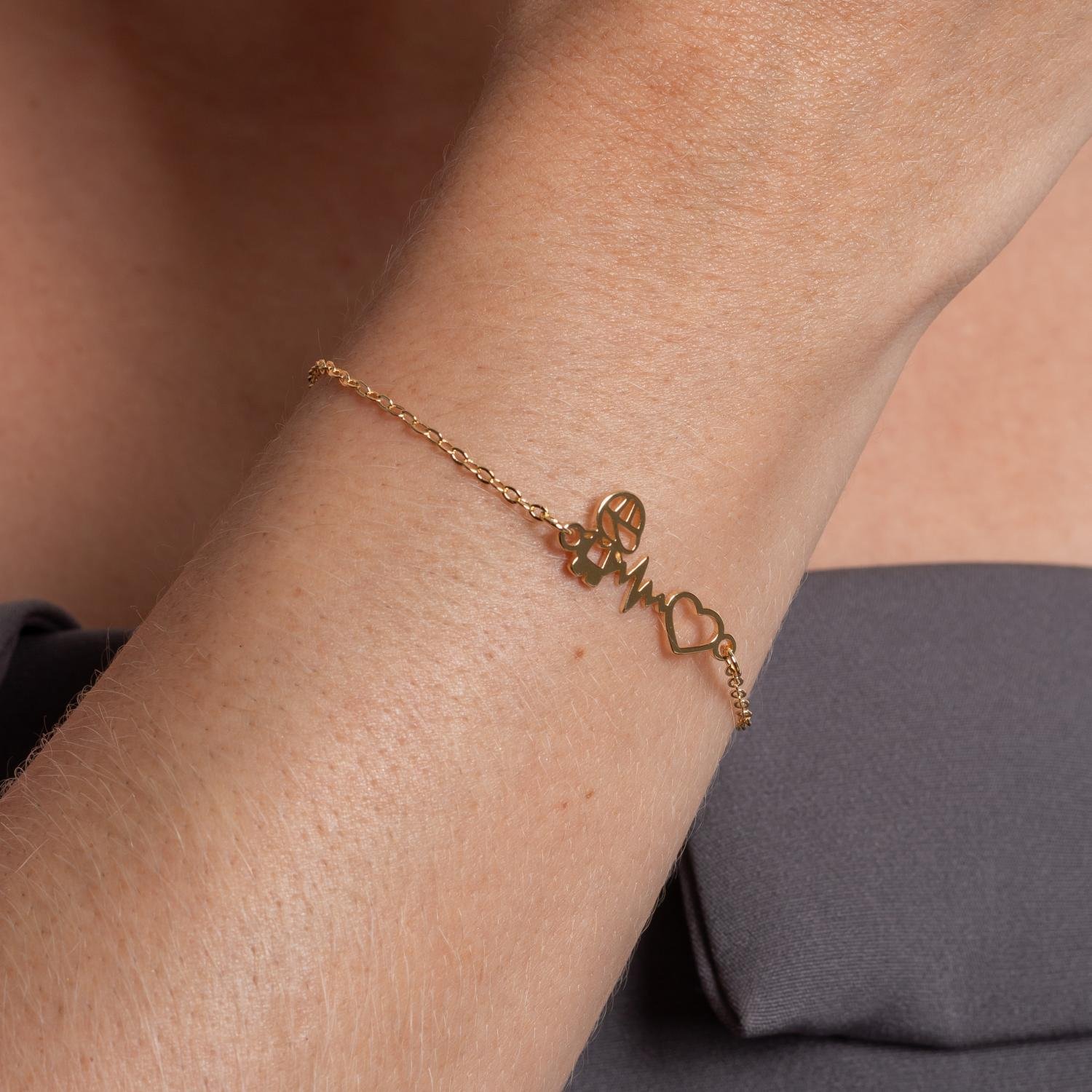 Pll-134-Fo Pulseira Com Um Menino E Coração Vazado.