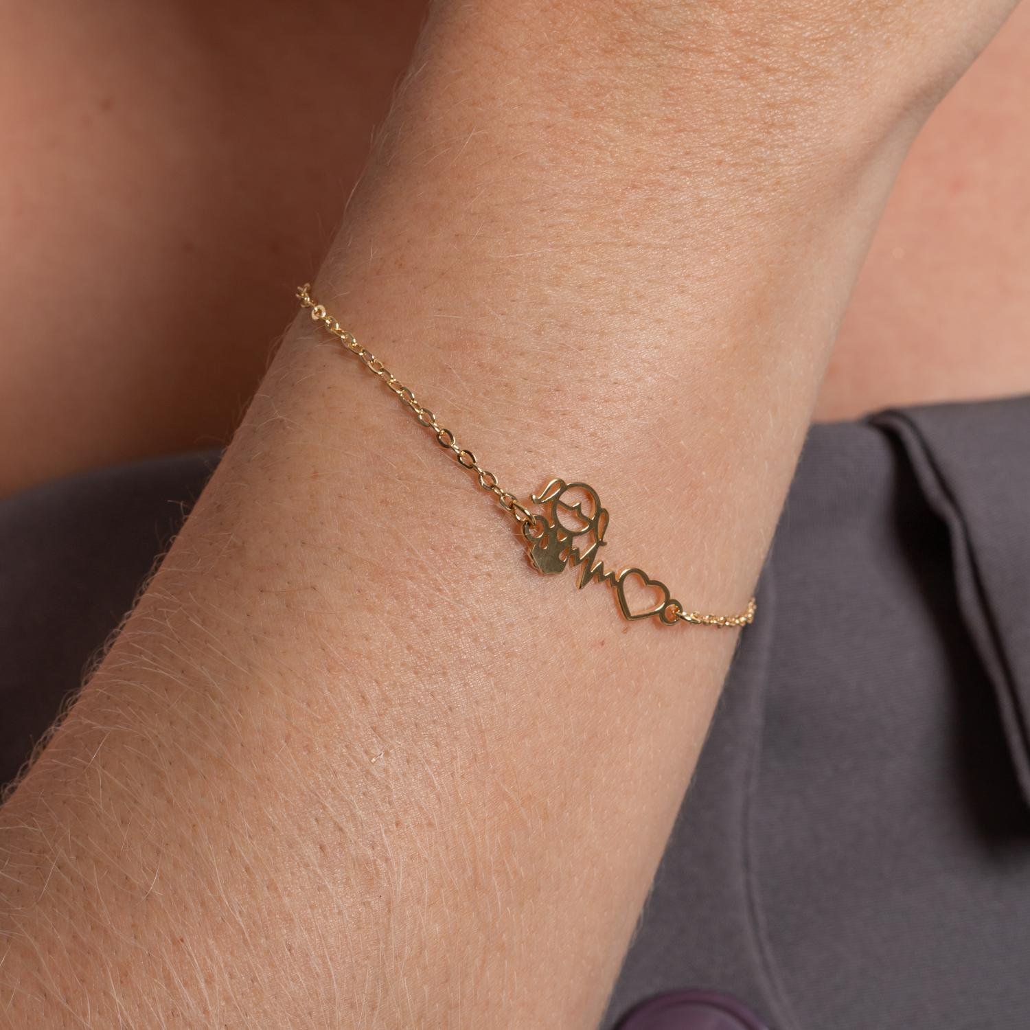 Pll-135-Fo Pulseira Com Uma Menina E Coração Vazado.