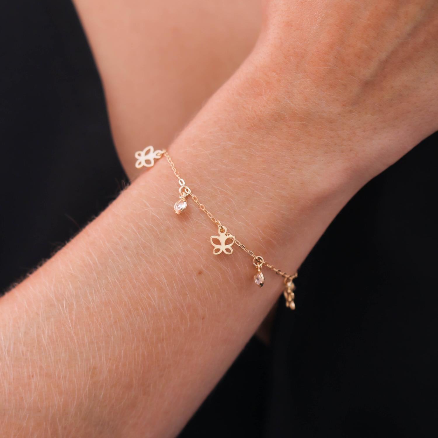 Pll-139-Fo Pulseira De Borboleta E Zircônias Coloridas.