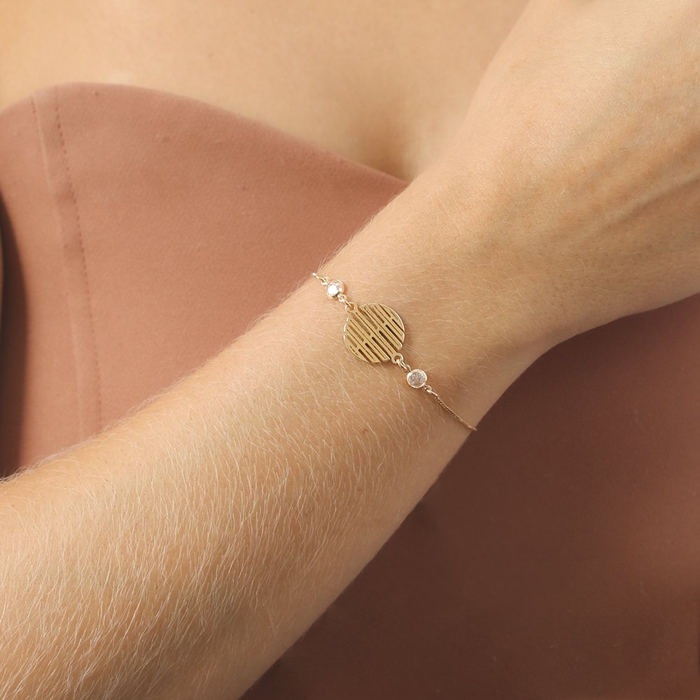 Pll-143-Fo Pulseira Com Medalha Detalhada Com Pedra.