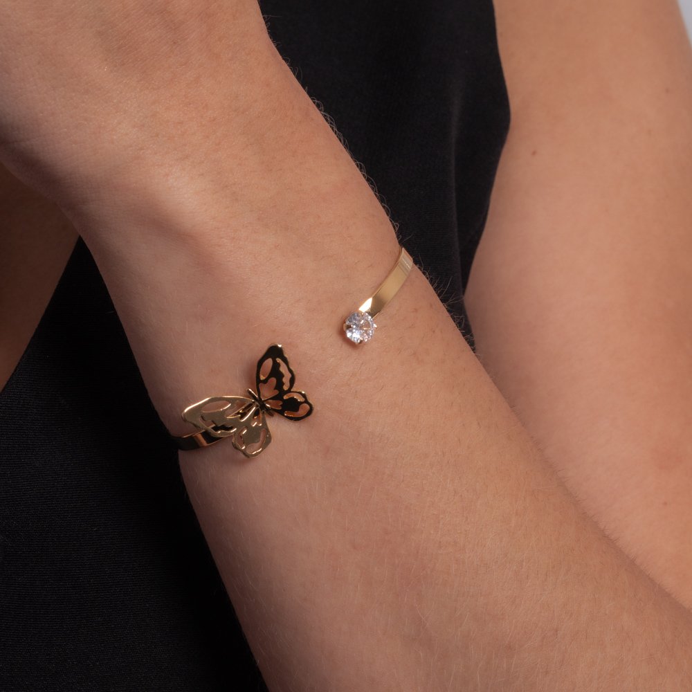 Pll-148-Fo Bracelete De Borboleta E Zircônia Cristal.
