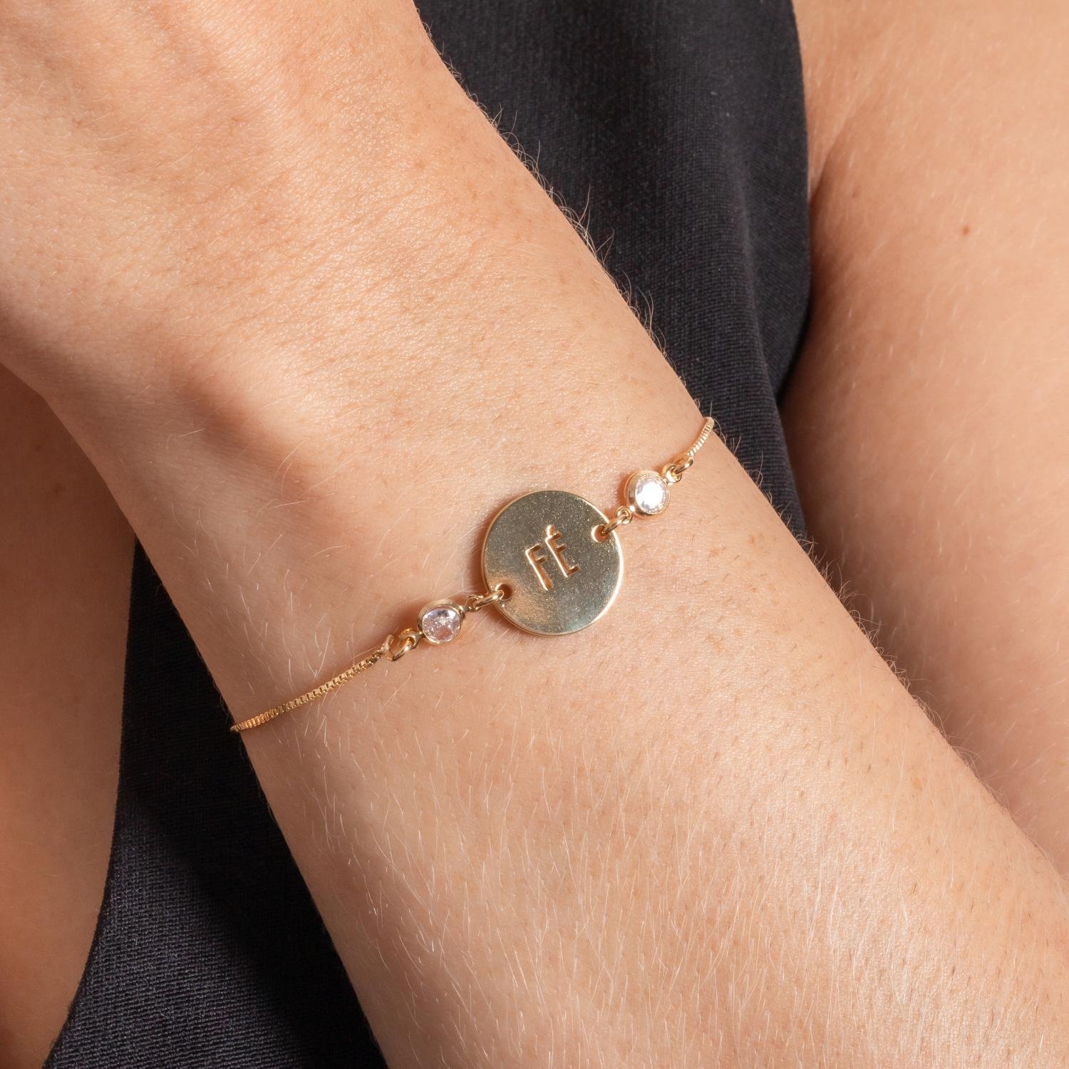 Pll-149-Fo Pulseira Com Medalha Fé Cristal.